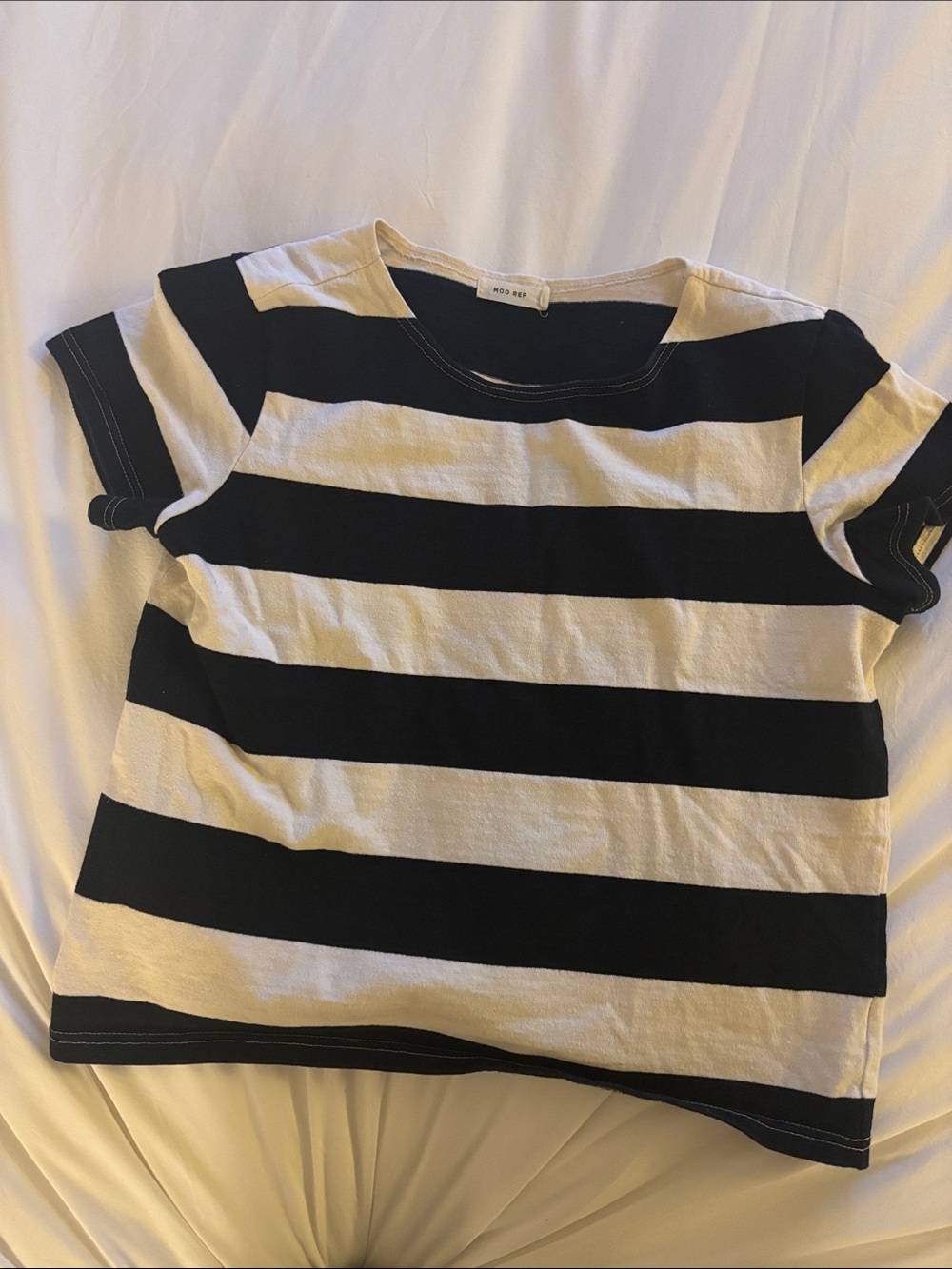 Mod Ref Black and White Striped Top